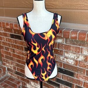 Flame Print One Piece Swimsuit